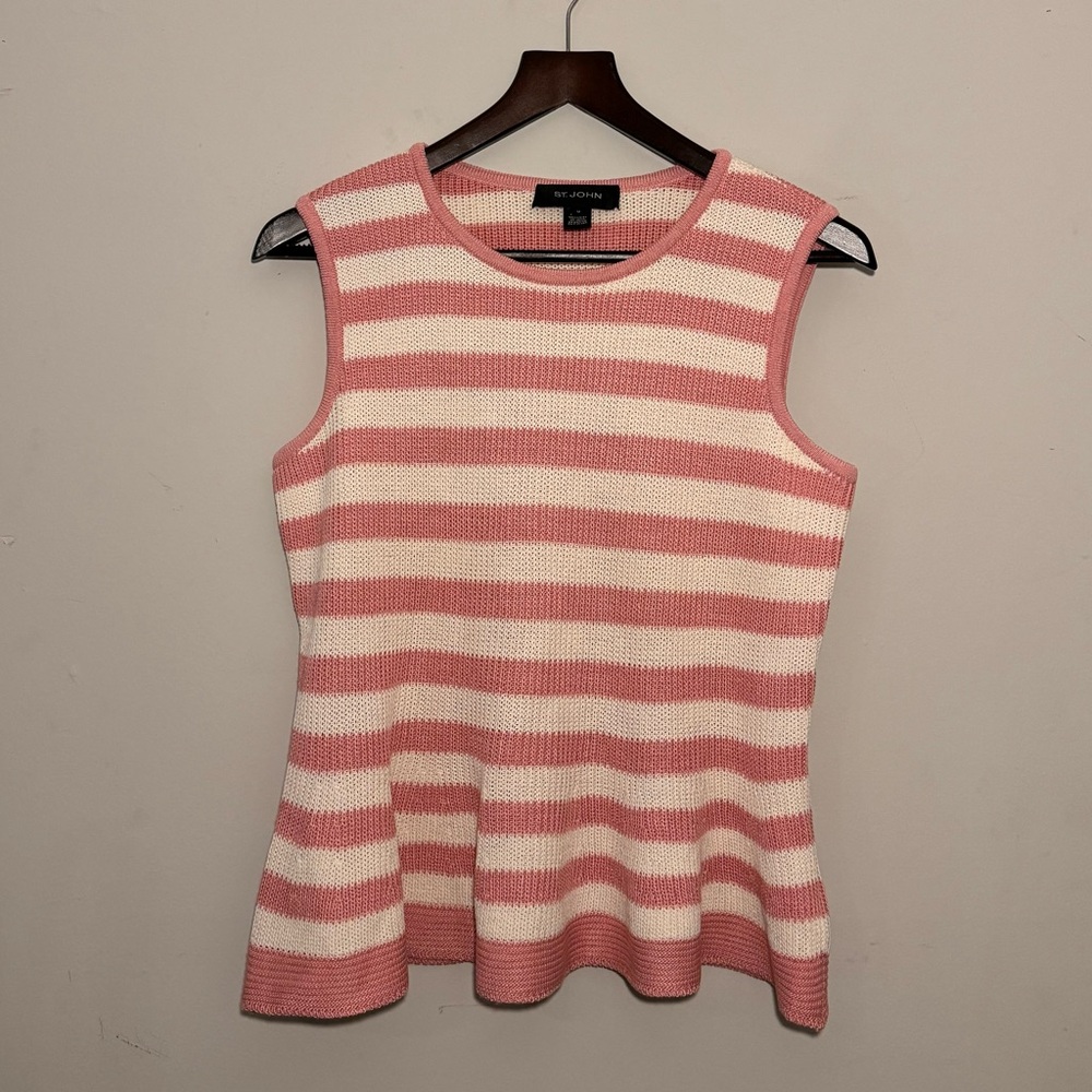 St. John Striped Knit Peplum Top